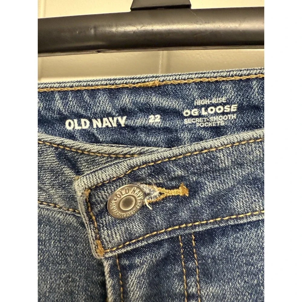 Old Navy Jeans Womens Size 22 OG Loose Fit High Rise Stretch Blue Medium Wash - Picture 3 of 3